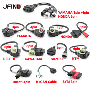 Honda dây cáp nối dài cổng 3pin 4pin 6pin k can sang cổng 16pin obd 2 obd2 cho xe mô tô yamaha & kawasaki