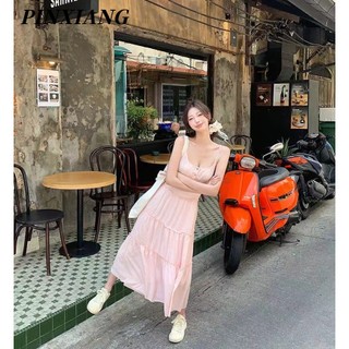 Pinxiang Váy treo ngọt ngào kiểu Pháp mới dành cho nữ Váy chữ A giảm béo cho kỳ nghỉ