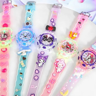 Mới Dễ Thương Flash Đồng Hồ Điện Tử Kuromi Melody Cinnamoroll 3D Dây Silicon Hoạt Hình Trẻ Em Chống Thấm Nước Đồng Hồ Sinh Viên Quà Tặng