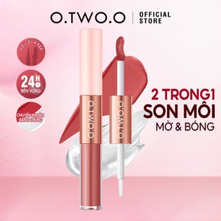 Son môi O.TWO.O 2g + 2g hai hiệu ứng mờ & bóng như gương lâu trôi mờ đường viền vôi
