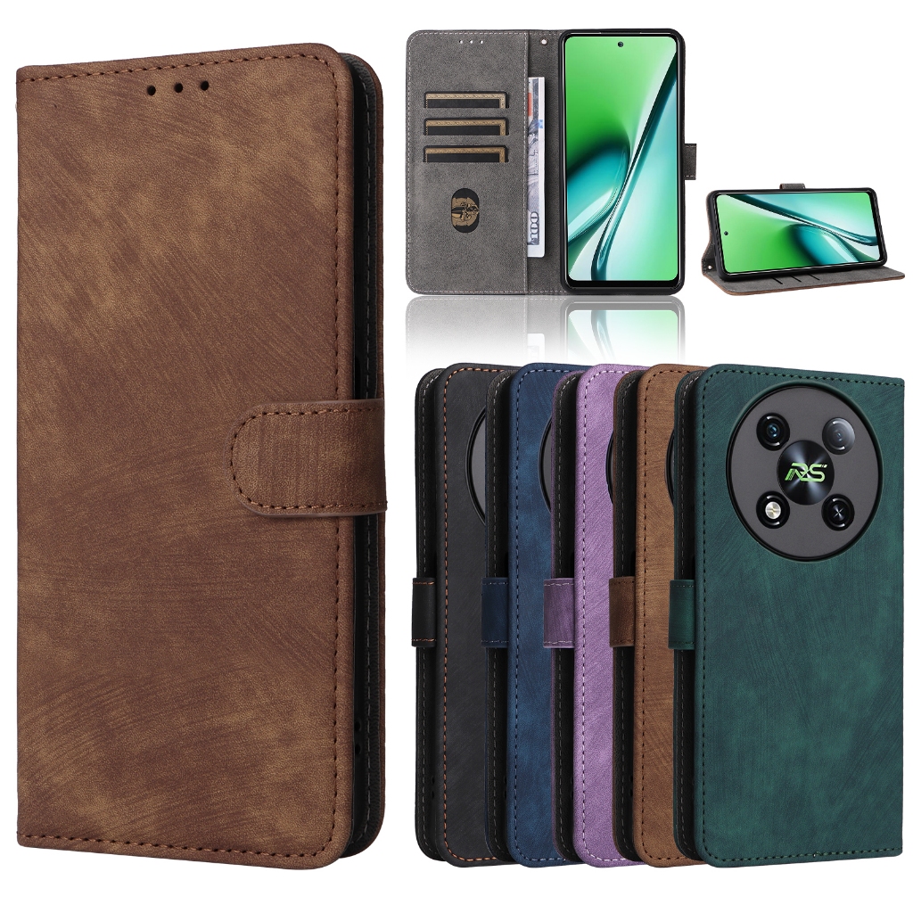 Itel RS4 4G itelRS4 R S4 RS 4 Retro Da PU Thẻ Khe Cắm Ví Flip Case Khóa Đứng Vỏ Có Dây Buộc