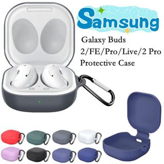 Vỏ Bảo Vệ Hộp Sạc Tai Nghe Samsung Galaxy Buds 2 / Buds Live / Buds FE / ốp tai nghe Buds2 Pro / Buds Pro Bằng Silicon Màu Trơn Kèm Móc Treo Tiện Dụng