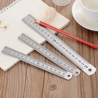 Thước kẻ hai mặt dạng thẳng bằng thép không gỉ 15cm 6inch thiết kế tiện dụng