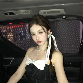 Đầm sling nữ mùa hè nơ váy sọc ống đen top váy