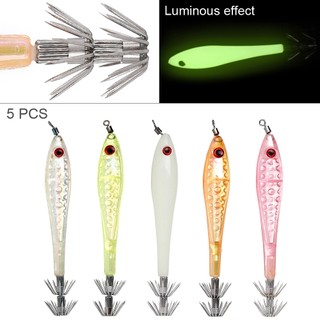5 cái / lốc dạ quang mực câu cá móc nhựa cứng mồi câu cá dạ quang