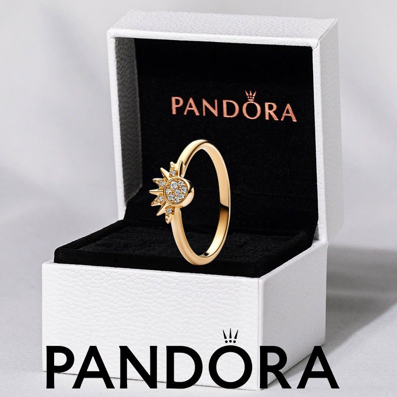 Nhẫn bạc PANDORA S925 cặp đôi Nhẫn mặt trời lấp lánh Celestial