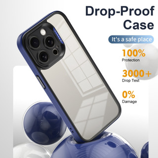 【Contrasting design/Transparent acrylic hard case/Blue】Ốp lưng compatible for iPhone 15 14 13 12 pro max case