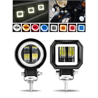 2 đôi mắt thiên thần chống thấm nước vuông hoặc tròn, đèn led, đèn sương mù, xe máy di động, xe tải địa hình lái xe, xe ô tô và thuyền đèn làm việc
