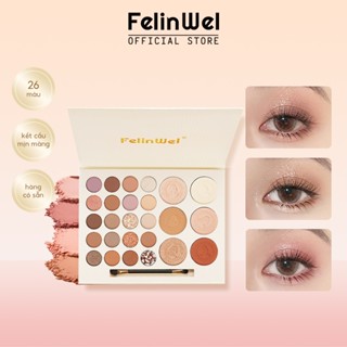 FelinWel - Bảng Phấn Mắt 26 Màu, Bao Gồm Phấn Mắt Phấn Má Hồng, 1 Cọ Đi Kèm
