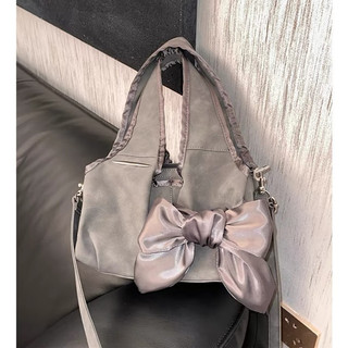 Túi xách nữ SUPERCUTE Thắt nơ thiết kế thích hợp Hàn Quốc với trang trí cảm giác đường phố, túi đeo vai di động dung tích lớn