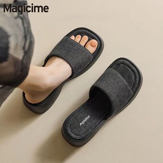 Magicime Dép đế dày  Giày nữ màu đen phù hợp cho mọi trận đấu 35-40
