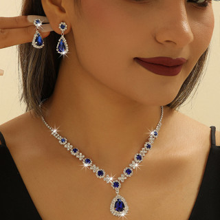 Đá Quý Cưới Trang Sức Cao Quý Bohemian Sang Trọng Giọt Nước Mặt Dây Chuyền Vòng Cổ Vòng Cổ Nữ