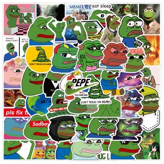 Y&P| Hình Dán Chống Nước Sad Frog Phim Hoạt Hình Mũ Bảo Hiểm Máy Tính Xách Tay Hành Lý Dán Thiết Lập, 50 tờ