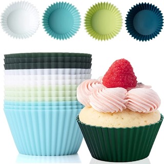 24 Chiếc Morandi Muffin Cốc Làm Bánh Silicon Dày Khuôn Dụng Cụ Nướng Bánh