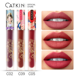 Catkin Velvety Matte Lip Lip Mud Lip Tint Stain Màu Tác Động Cao Cấp Bảo Vệ Toàn Diện Lâu Dài Chống Thấm Nước 3 Chiếc