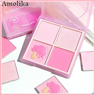 Xixi herorange 4 màu phấn mắt bảng phấn mắt bốn màu phấn má hồng 2in1 blush và eye shadow nature eye shadow