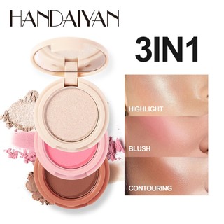 Mới 3 Trong 1 Matte Highlighter Blush Palette Ngọc Trai Blush Sáng Bóng Phấn Mắt Đa Năng Mặt Trang Điểm
