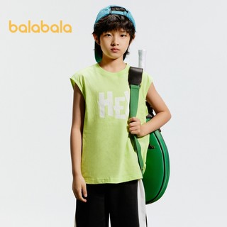 Bộ đồ ngắn tay trẻ em Balabala Mùa hè 2024 Áo Vest bé trai in hình mới Xu hướng thời trang hai mảnh