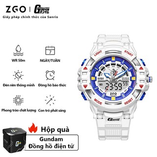 Đồng hồ nam ZGO x Gundam Đồng hồ sinh viên hoạt hình Đồng hồ điện tử kỹ thuật số Đồng hồ dạ quang chống nước 872