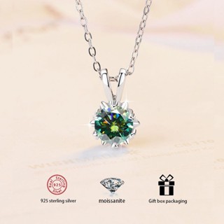   Có Giấy chứng nhận Gra  Vòng cổ Moissanite màu xanh lá cây bông tuyết 1 Carat Vòng cổ mặt dây chuyền kim cương bạc S925 