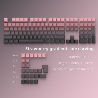 -LW- Bàn Phím Cơ Dâu Tây In Bên Keycap Doubleshot CHERRY Profile Màu Gradient Keycaps Ánh Sáng thấm JSY