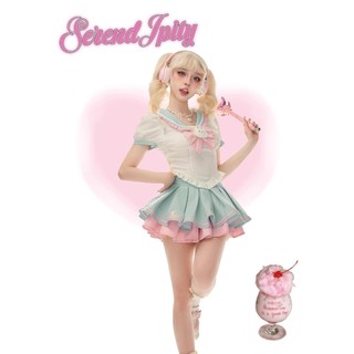 Cô Gái Nước Dừa Ice Star Wild Rabbit Hot Girl Suit Nữ Mùa Hè Trắng Áo Sơ Mi Tay Ngắn Váy Nửa Chiều Dài Bộ Đồ Hai Mảnh