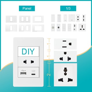 VISWE công tắc ổ cắm usb ổ điện usb ổ cắm chuyển đổi công tắc 2 chiều ổ cắm điện usb ổ cắm 3 lỗ ổ cắm 2 lỗ công tắc 20a，Trắng