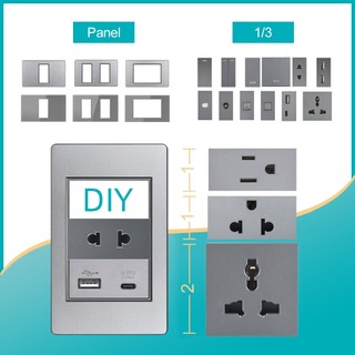 VISWE công tắc ổ cắm usb ổ điện usb ổ cắm chuyển đổi công tắc 2 chiều ổ cắm điện usb ổ cắm 3 lỗ ổ cắm 2 lỗ công tắc 20a，Xám