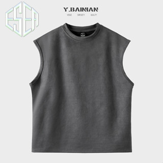 Áo thun nam ESEA không tay thời trang Mỹ retro dáng rộng giản dị màu trơn đơn giản chất lượng cao phong cách trung tính áo vest cotton