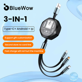 Cáp dữ liệu sạc nhanh 3 trong 1 bluewow cáp dữ liệu micro usb type c cho iph / micro / type-c