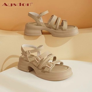 Agsdon Giày Sandal  Nữ Mặc Ngoài 2024 Phong Cách Mới Mùa Hè Phù Hợp Với Váy Tất Cả Trận Đấu Giày Đi Biển La Mã Đế Dày Cao Cấp