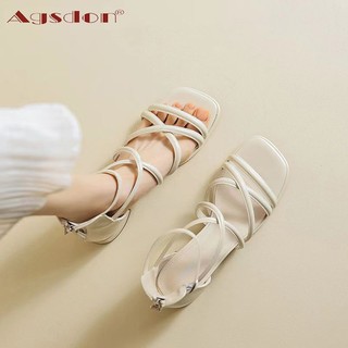 Agsdon Giày Sandal La Mã  Block Gót Nữ 2024 Phong Cách Mới Mùa Hè Đen / Be Giày Nữ