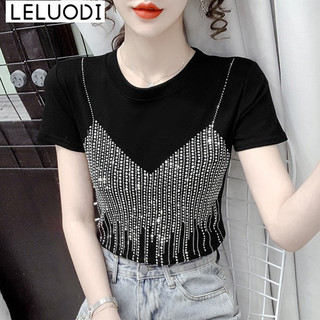 LELUODI áo phông áo thun nữ croptop baby tee Phong cách Casual Thời trang Cute WTX2440CD1 17Z240426