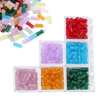 6x12mm 20 Chiếc Thủy Tinh Giả Ngọc Lỗ Thẳng Hạt Tre DIY Handmade Vòng Tay Vòng Cổ Trang Sức Phụ Kiện