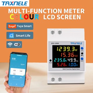 TAXNELE TUYA WiFi Monitor 6IN1 AC 220V 100A hệ số điện áp hiện tại KWH tần số năng lượng điện