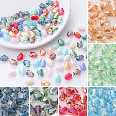 [8x11mm] Hạt Pha Lê Hình Bầu Dục Hạt Thủy Tinh Màu Miếng Đệm Hạt Cho Thời Trang DIY Trang Sức Làm Phụ Kiện