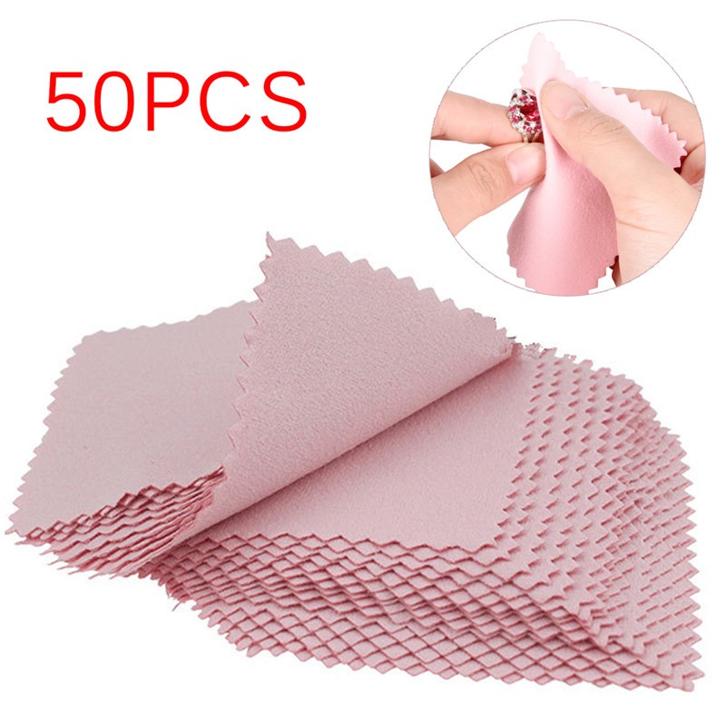 Set 50 Khăn Lau Đánh Bóng Trang Sức Bạc Chống Mài Mòn Chuyên Dụng