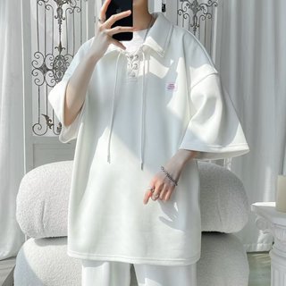 【M-5XL Áo hoodie Tay Ngắn Dáng Rộng Đơn Giản Thời Trang Hàn Quốc Cho Nam simple áo hoodie form rộng oversize áo hoodie unisex