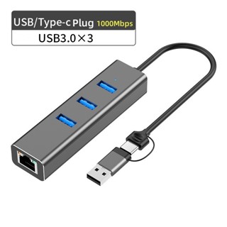 Usb Type C sang Ethernet LAN Bộ chuyển đổi mạng USB USB-C Hub Splitter USB 2.0 / 3.0 100Mbps / 1000Mbps RJ45 cho máy tính xách tay PC Điện thoại Máy tính bảng