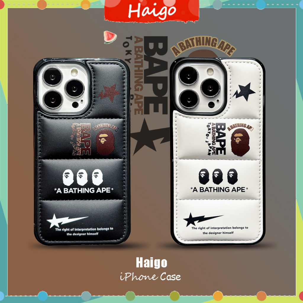Ốp Điện Thoại Nhựa Cứng Xuống Áo Khoác BAPE RSTAR Nhãn Thích Hợp Cho iPhone 16 16PRO 16PROMAX 15 15P