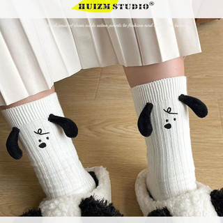 Huizumei Tất búp bê ba chiều, mùa xuân hè phong cách Nhật Bản tai đen chó con vớ giữa bắp chân sọc dọc tất nữ đa năng