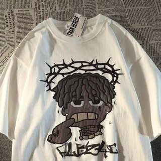 Áo thun nam tay ngắn phong cách Mỹ Hip Hop Áo thun ngắn tay in hình sành điệu đơn giản Unisex
