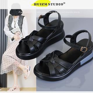 Xăng đan nữ huizumei giày đế dày la mã thời trang