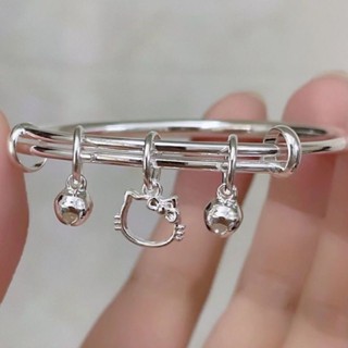 Thời trang Hàn Quốc hellokitty chuông mèo vòng tay nữ màu bạc dễ thương sinh viên quà tặng sinh nhật