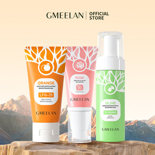 3PCS KITS GMEELAN Gel Tẩy Tế Bào Chết Da Mặt 50g+SỮA RỬA MẶT TẠO BỌT LÀM SẠCH Ô LIU 150ml+Chiba Rose Kem chống nắng 30g
