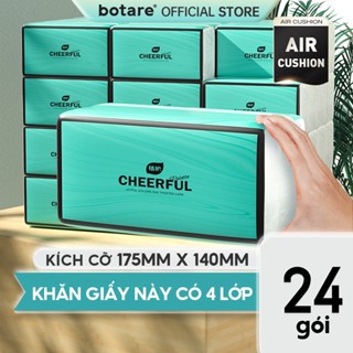 【24 Gói Botare Cheerful Blue Khăn Giấy Dày 4 Lớp 320 Tờ