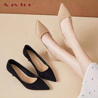 Agsdon Giày Cao Gót Stiletto Gót Mũi Nhọn Nữ 2024 Phong Cách Mới Mùa Hè Giày Đơn Da Lộn