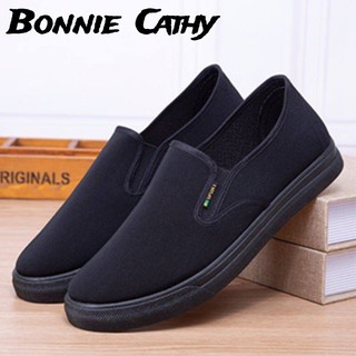 Bonnie Cathy  Giày thể thao nam bằng vải canvas màu đen chống trơn trượt và chống mài mòn mới