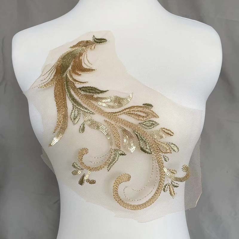 1 Cặp 25 * 14CM Vải Ren Đính Cườm Đầy Màu Sắc Dùng Để May Vá Quần Áo