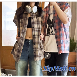 Áo nam Cộc Tay Sọc Ca Rô Thời Trang Hàn Quốc áO Vest Nam MẫU MớI MùA Hè 2024 Phong CáCh HàN QuốC áO Phao Gile Nữ